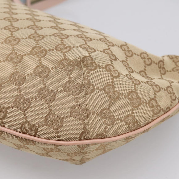 GUCCI GG Canvas Sherry Line Shoulder Bag Beige Gold Tone 181092 Auth BA15362