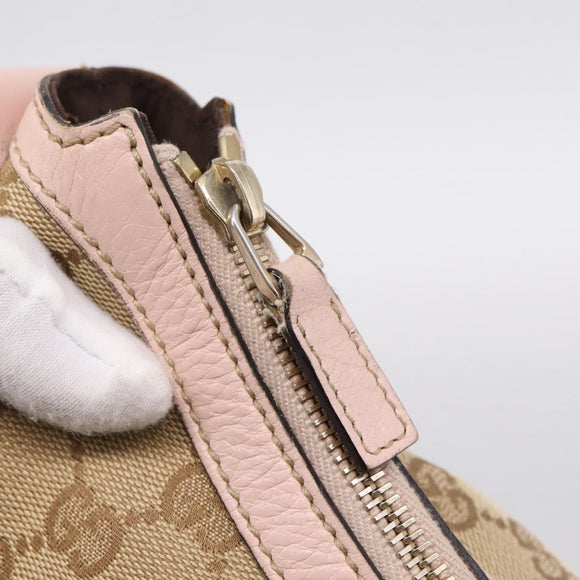 GUCCI GG Canvas Sherry Line Shoulder Bag Beige Gold Tone 181092 Auth BA15362