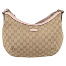 GUCCI GG Canvas Sherry Line Shoulder Bag Beige Gold Tone 181092 Auth BA15362-2