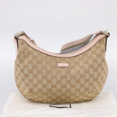 GUCCI GG Canvas Sherry Line Shoulder Bag Beige Gold Tone 181092 Auth BA15362-23