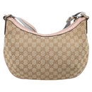 GUCCI GG Canvas Sherry Line Shoulder Bag Beige Gold Tone 181092 Auth BA15362-3