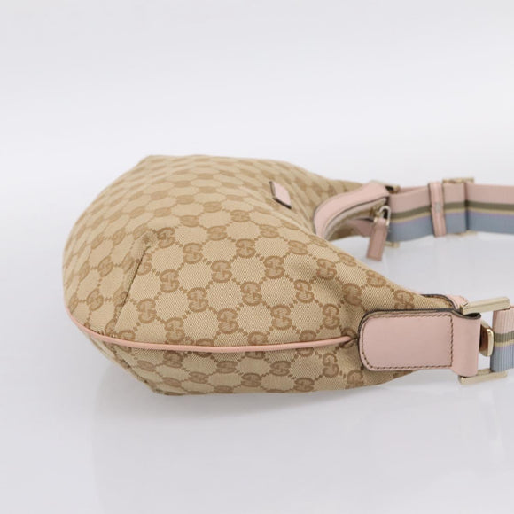 GUCCI GG Canvas Sherry Line Shoulder Bag Beige Gold Tone 181092 Auth BA15362