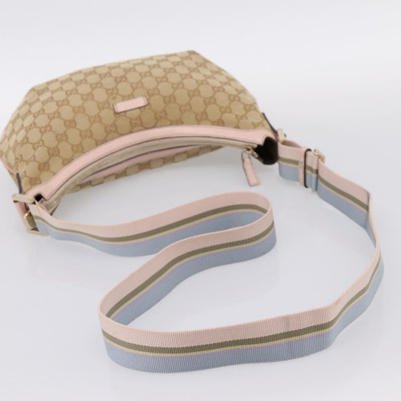 GUCCI GG Canvas Sherry Line Shoulder Bag Beige Gold Tone 181092 Auth BA15362