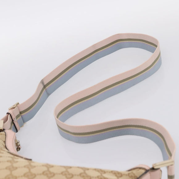 GUCCI GG Canvas Sherry Line Shoulder Bag Beige Gold Tone 181092 Auth BA15362