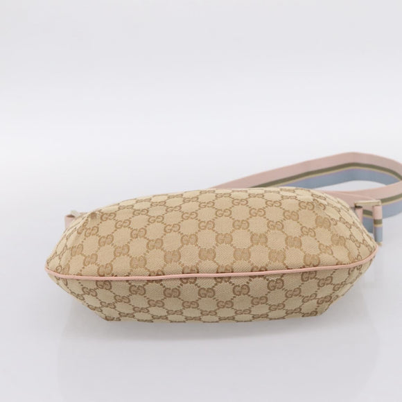 GUCCI GG Canvas Sherry Line Shoulder Bag Beige Gold Tone 181092 Auth BA15362