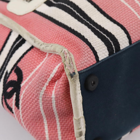 CHANEL Hand Bag Canvas Pink Silver CC Auth BA15367