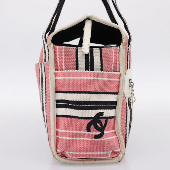 CHANEL Hand Bag Canvas Pink Silver CC Auth BA15367