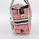 CHANEL Hand Bag Canvas Pink Silver CC Auth BA15367-5