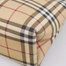 BURBERRY Nova Check Hand Bag PVC Leather Beige Silver Auth BA15368-12