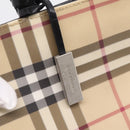 BURBERRY Nova Check Hand Bag PVC Leather Beige Silver Auth BA15368-14