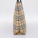 BURBERRY Nova Check Hand Bag PVC Leather Beige Silver Auth BA15368-4