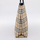 BURBERRY Nova Check Hand Bag PVC Leather Beige Silver Auth BA15368-5