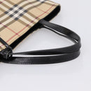 BURBERRY Nova Check Hand Bag PVC Leather Beige Silver Auth BA15368-7