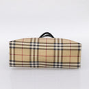 BURBERRY Nova Check Hand Bag PVC Leather Beige Silver Auth BA15368-9