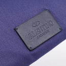 VALENTINO Clutch Bag Canvas Navy Silver Auth BA15372A-18