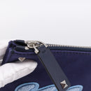 VALENTINO Clutch Bag Canvas Navy Silver Auth BA15372A-8
