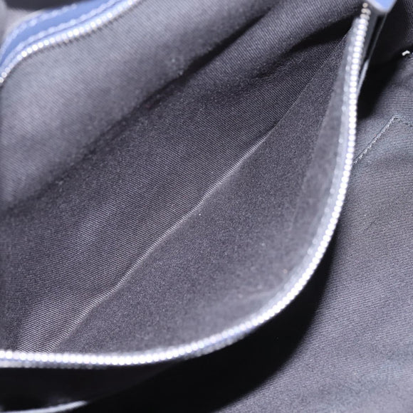 VALENTINO Clutch Bag Canvas Navy Silver Auth BA15372A
