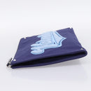VALENTINO Clutch Bag Canvas Navy Silver Auth BA15372A-3
