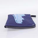 VALENTINO Clutch Bag Canvas Navy Silver Auth BA15372A-4