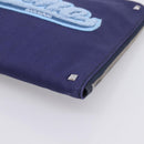 VALENTINO Clutch Bag Canvas Navy Silver Auth BA15372A-7