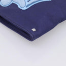 VALENTINO Clutch Bag Canvas Navy Silver Auth BA15372A-14