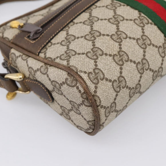 GUCCI GG Supreme Web Sherry Line Shoulder Bag PVC Beige 010 378 Auth BA15373