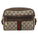 GUCCI GG Supreme Web Sherry Line Shoulder Bag PVC Beige 010 378 Auth BA15373-2