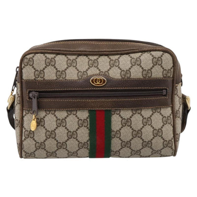 GUCCI GG Supreme Web Sherry Line Shoulder Bag PVC Beige 010 378 Auth BA15373 - 0