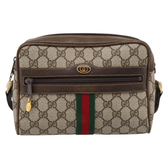 GUCCI GG Supreme Web Sherry Line Shoulder Bag PVC Beige 010 378 Auth BA15373
