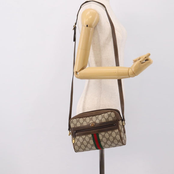 GUCCI GG Supreme Web Sherry Line Shoulder Bag PVC Beige 010 378 Auth BA15373