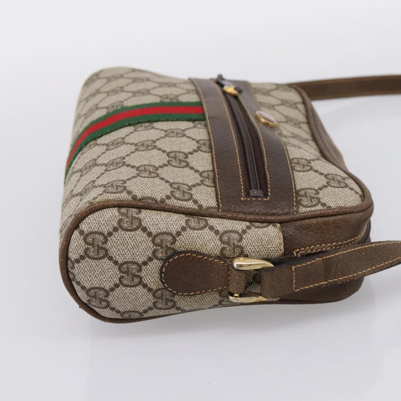GUCCI GG Supreme Web Sherry Line Shoulder Bag PVC Beige 010 378 Auth BA15373