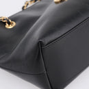 VERSACE Chain Shoulder Bag Leather Black Gold Tone Auth BA15376V-14