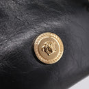 VERSACE Chain Shoulder Bag Leather Black Gold Tone Auth BA15376V-18