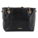 VERSACE Chain Shoulder Bag Leather Black Gold Tone Auth BA15376V-2