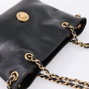 VERSACE Chain Shoulder Bag Leather Black Gold Tone Auth BA15376V-6