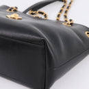 VERSACE Chain Shoulder Bag Leather Black Gold Tone Auth BA15377V-9