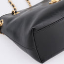 VERSACE Chain Shoulder Bag Leather Black Gold Tone Auth BA15377V-14