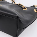 VERSACE Chain Shoulder Bag Leather Black Gold Tone Auth BA15377V-15