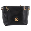 VERSACE Chain Shoulder Bag Leather Black Gold Tone Auth BA15377V-13
