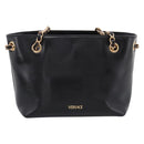VERSACE Chain Shoulder Bag Leather Black Gold Tone Auth BA15377V-2