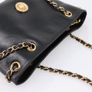 VERSACE Chain Shoulder Bag Leather Black Gold Tone Auth BA15377V-6