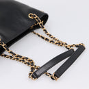 VERSACE Chain Shoulder Bag Leather Black Gold Tone Auth BA15377V-7