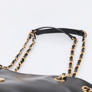 VERSACE Chain Shoulder Bag Leather Black Gold Tone Auth BA15377V-8