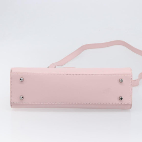 VERSACE Hand Bag Leather 2way Pink Silver Auth BA15378V