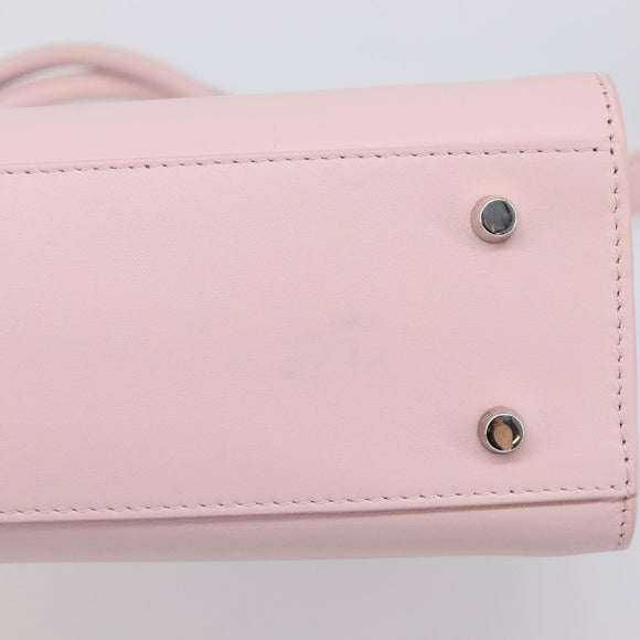 VERSACE Hand Bag Leather 2way Pink Silver Auth BA15378V