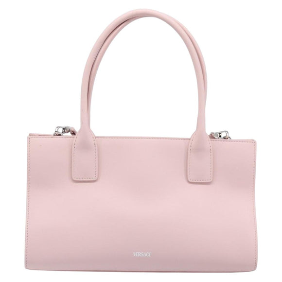 VERSACE Hand Bag Leather 2way Pink Silver Auth BA15378V