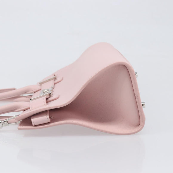 VERSACE Hand Bag Leather 2way Pink Silver Auth BA15378V