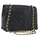 CHANEL Lamb Skin Matelasse Chain Shoulder Bag Black Gold Tone CC Auth BA15379A-1