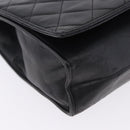CHANEL Lamb Skin Matelasse Chain Shoulder Bag Black Gold Tone CC Auth BA15379A-10