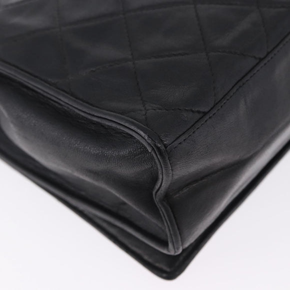 CHANEL Lamb Skin Matelasse Chain Shoulder Bag Black Gold Tone CC Auth BA15379A